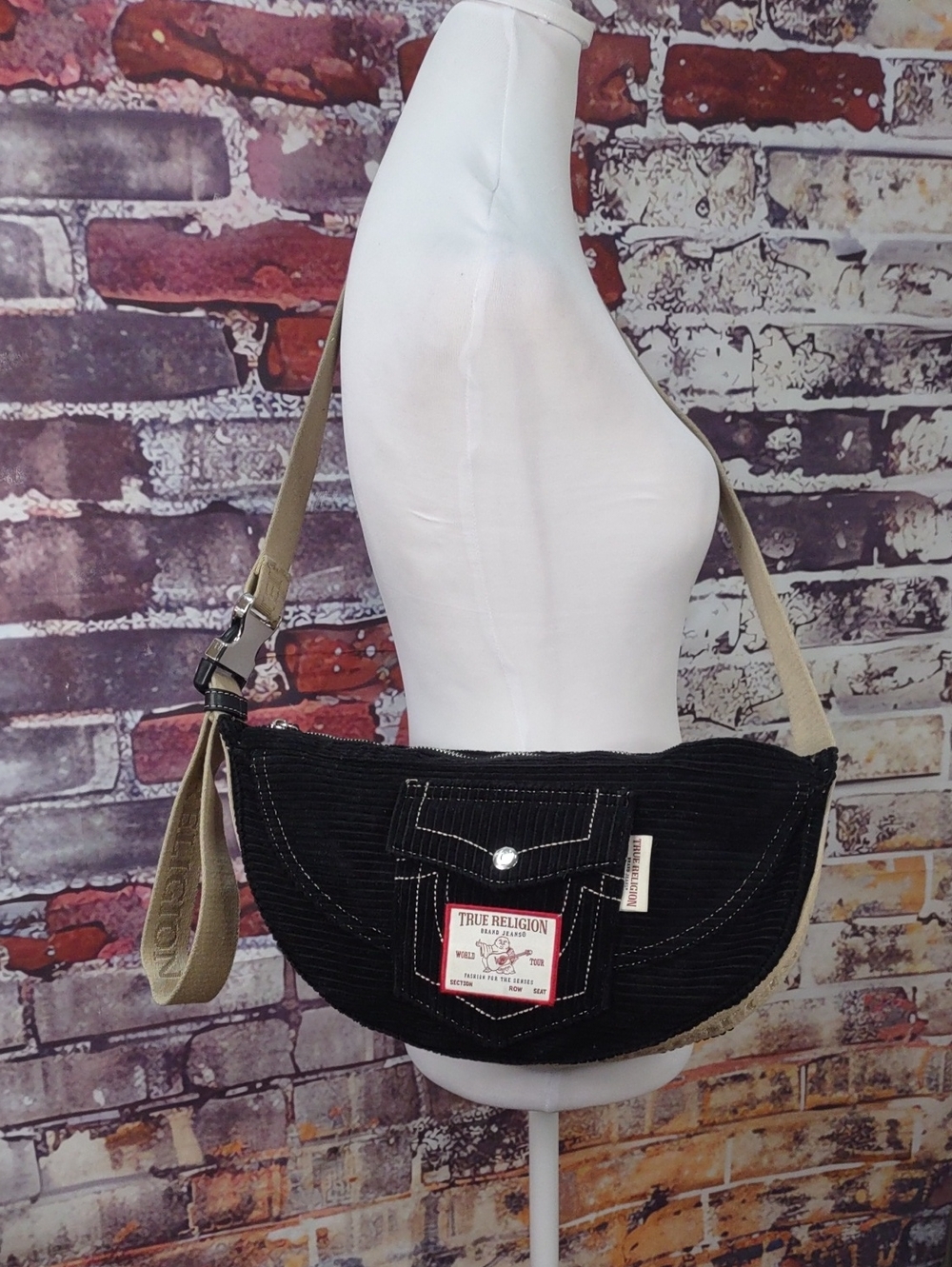 True Religion Corduroy Utility Hobo Crossbody/Shoulder Bag